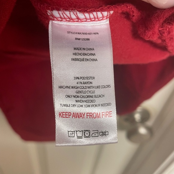 Rae Dunn 2 piece set Cowl Neck Pullover & Jogger XL RED NWOT - Picture 5 of 5